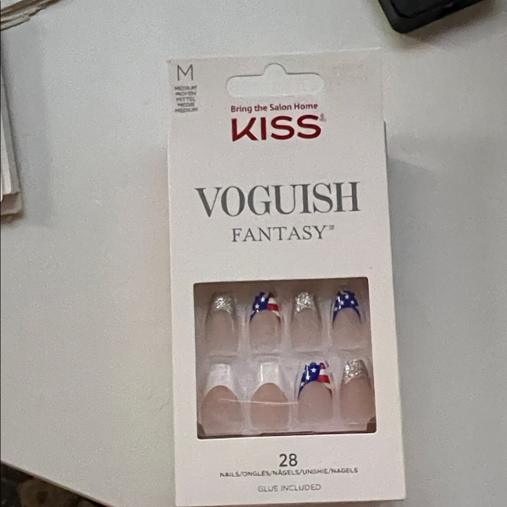 KISS Voguish Fantasy Nails with Silver and Blue Accents